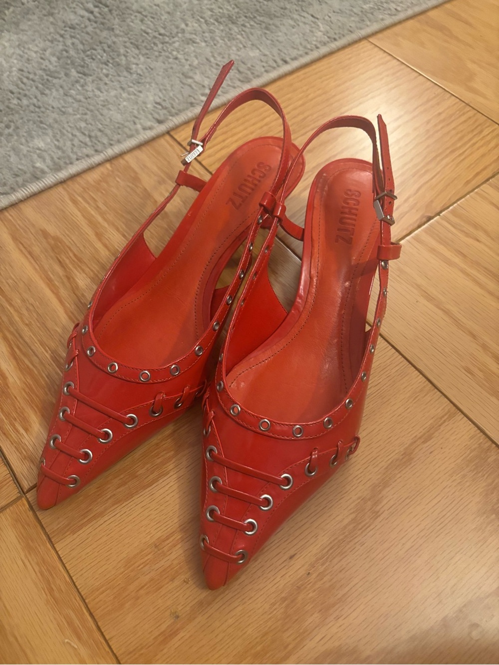 NEW Schutz Women's Red Pointed Slingback Pumps